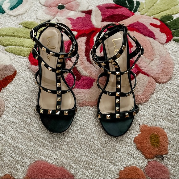 [lulu’s] phedra black studded ankle strap heel - Picture 4 of 9